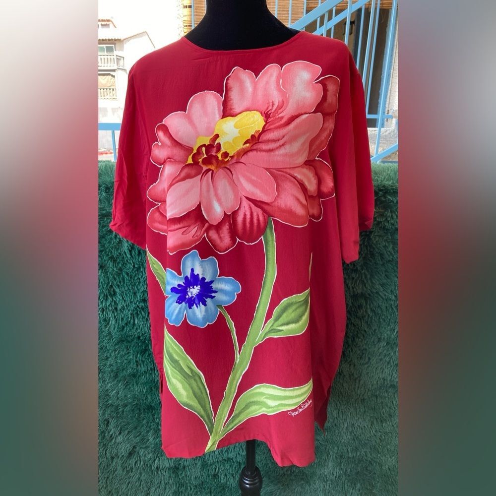 Diane Von Furstenberg Large Silk Floral Tunic Blouse